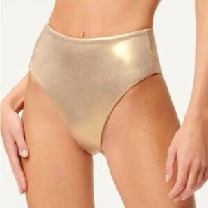 Good American Reversible High Waist Metallic Bikini Bottoms - Size 0